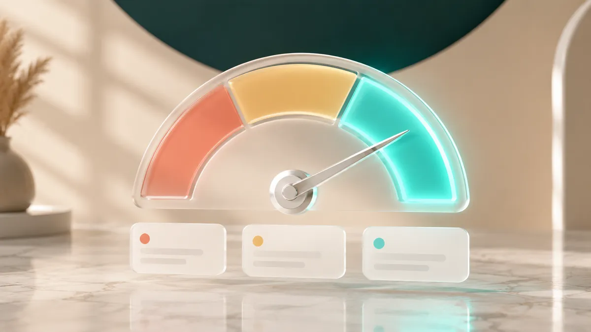 PageSpeed-Score verstehen: Tacho mit den drei Zonen Rot (0 bis 49), Orange (50 bis 89) und Grün (90 bis 100), die Nadel zeigt in den grünen Bereich