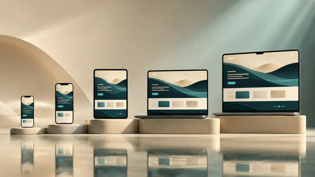 Dieselbe Website auf Smartphone, Tablet und Laptop, von der kleinen Firmen-Website bis zur großen Unternehmenswebsite