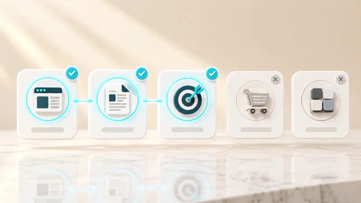 Übersicht, wann sich eine Astro-Website lohnt: Häkchen bei Unternehmenswebsite, Blog und Landingpage, X bei großem Online-Shop und komplexer Web-App